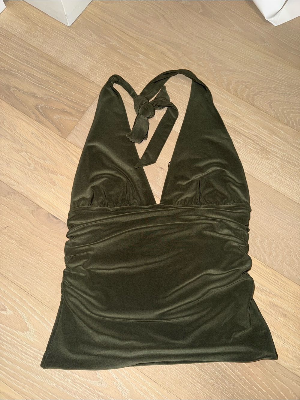 Aritzia Olive Green Halter V-Neck Tank